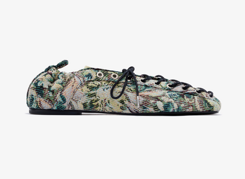 GANNI: Lace-Up Ballerinas in Tapestry